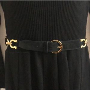 Salvatore Ferragamo black velvet belt
